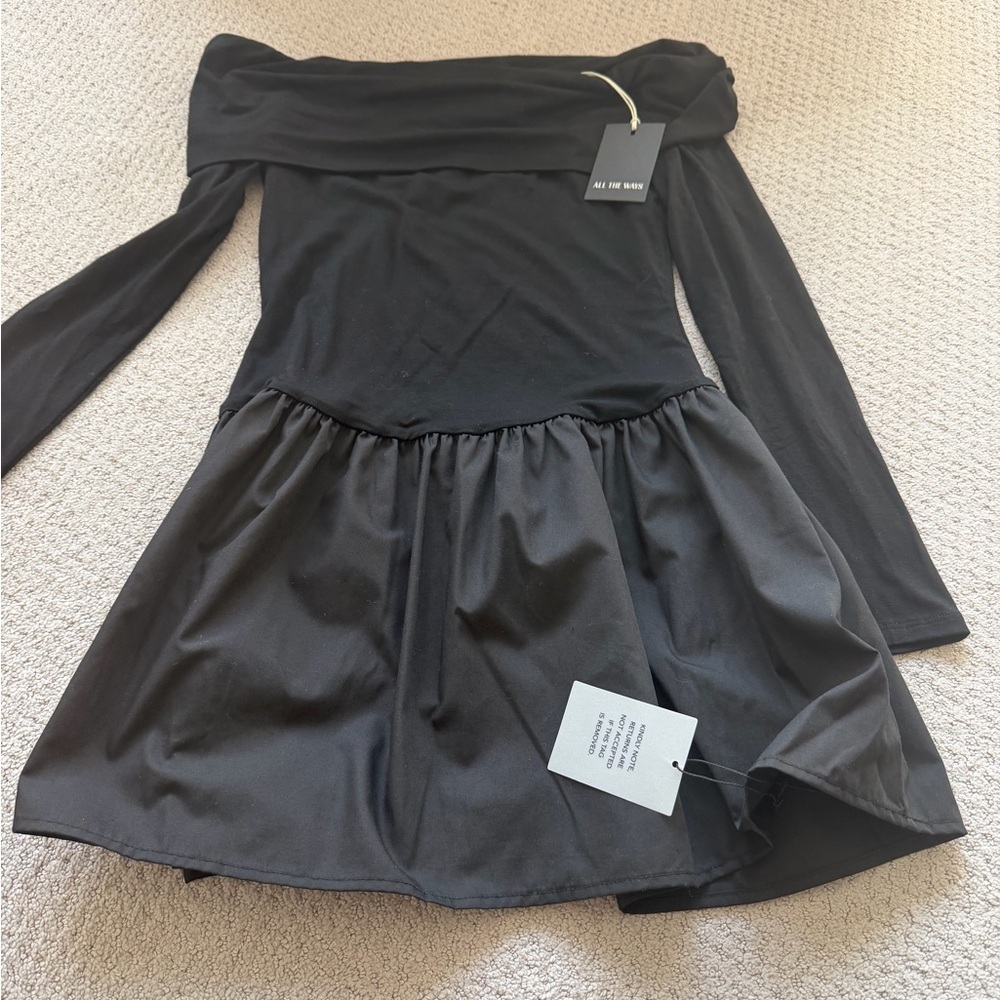 Black Off-Shoulder Mini Dress - All The Ways (More to Come Dress)